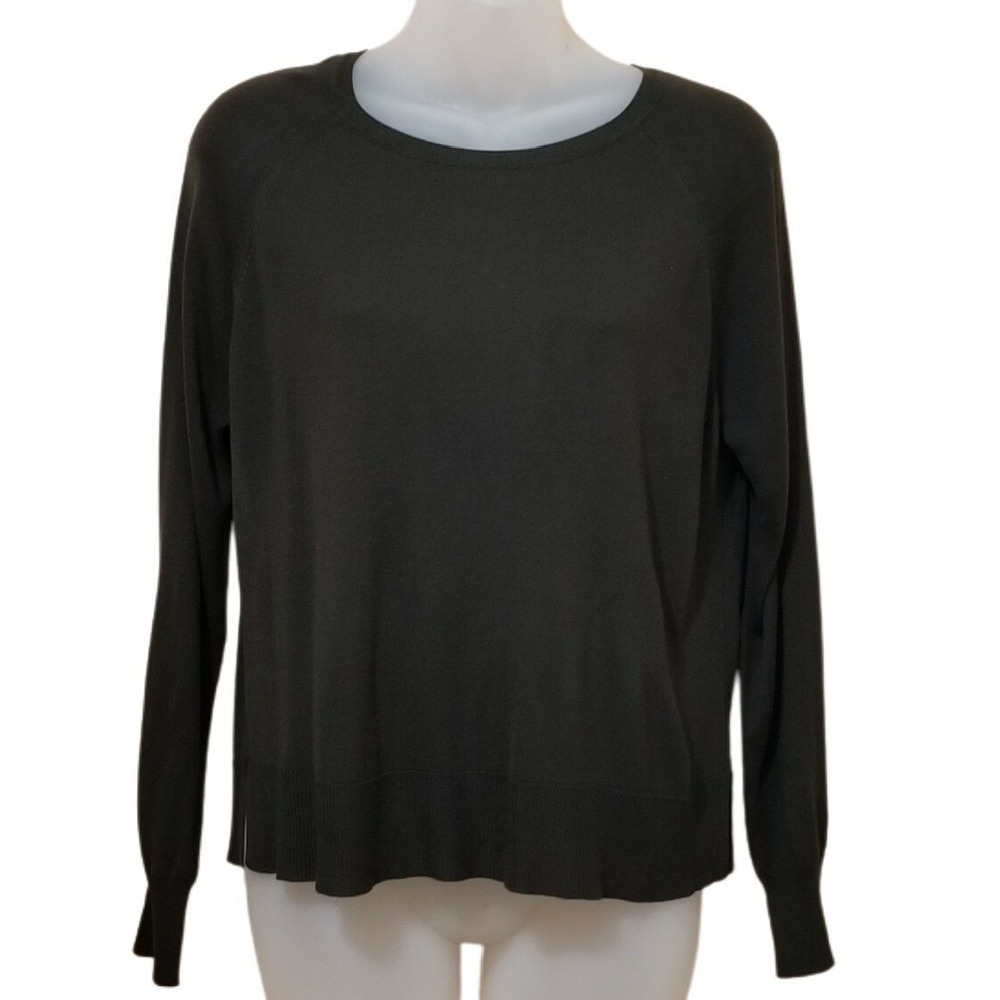ZARA KNIT Round Neck Long Sleeve Lightweight DARK GREEN Top/Sweater Women's Sz S